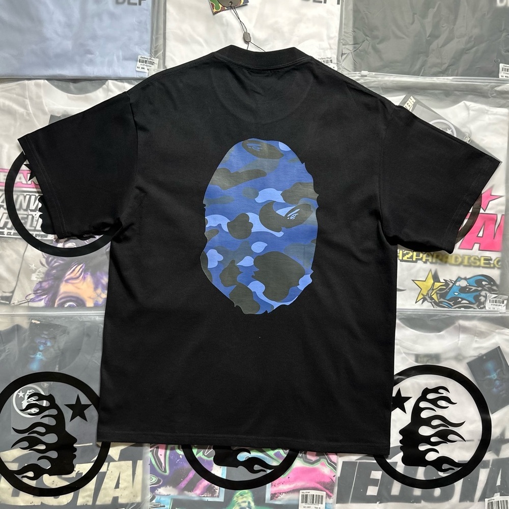 BAPE Blue Camo Big Ape Head Tee ‘Black’ - Picture 4 of 6